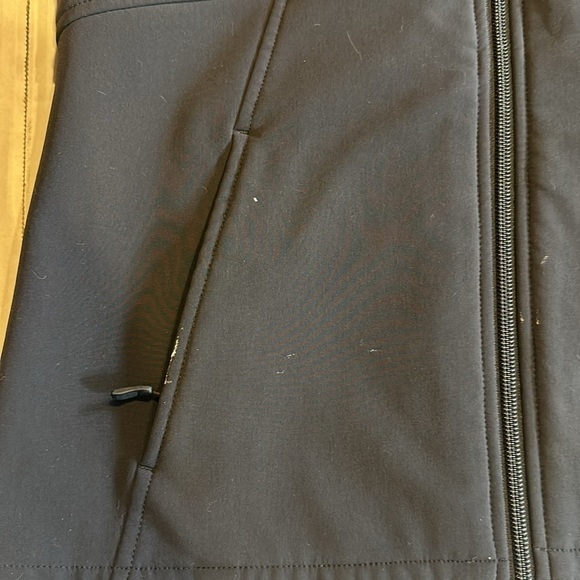 Marmot black tan brown faux furlong hoodie jacket w zipper front and pockets - Picture 10 of 12